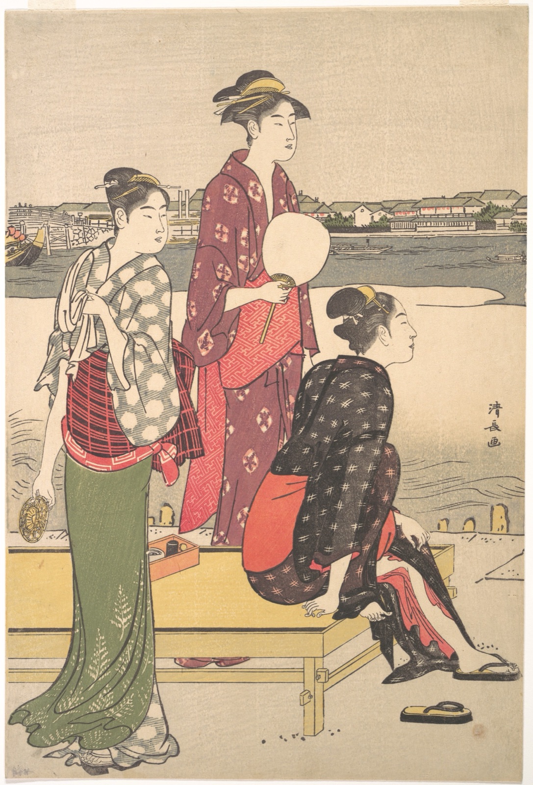 Evening on the Banks of the Sumida River — Torii Kiyonaga