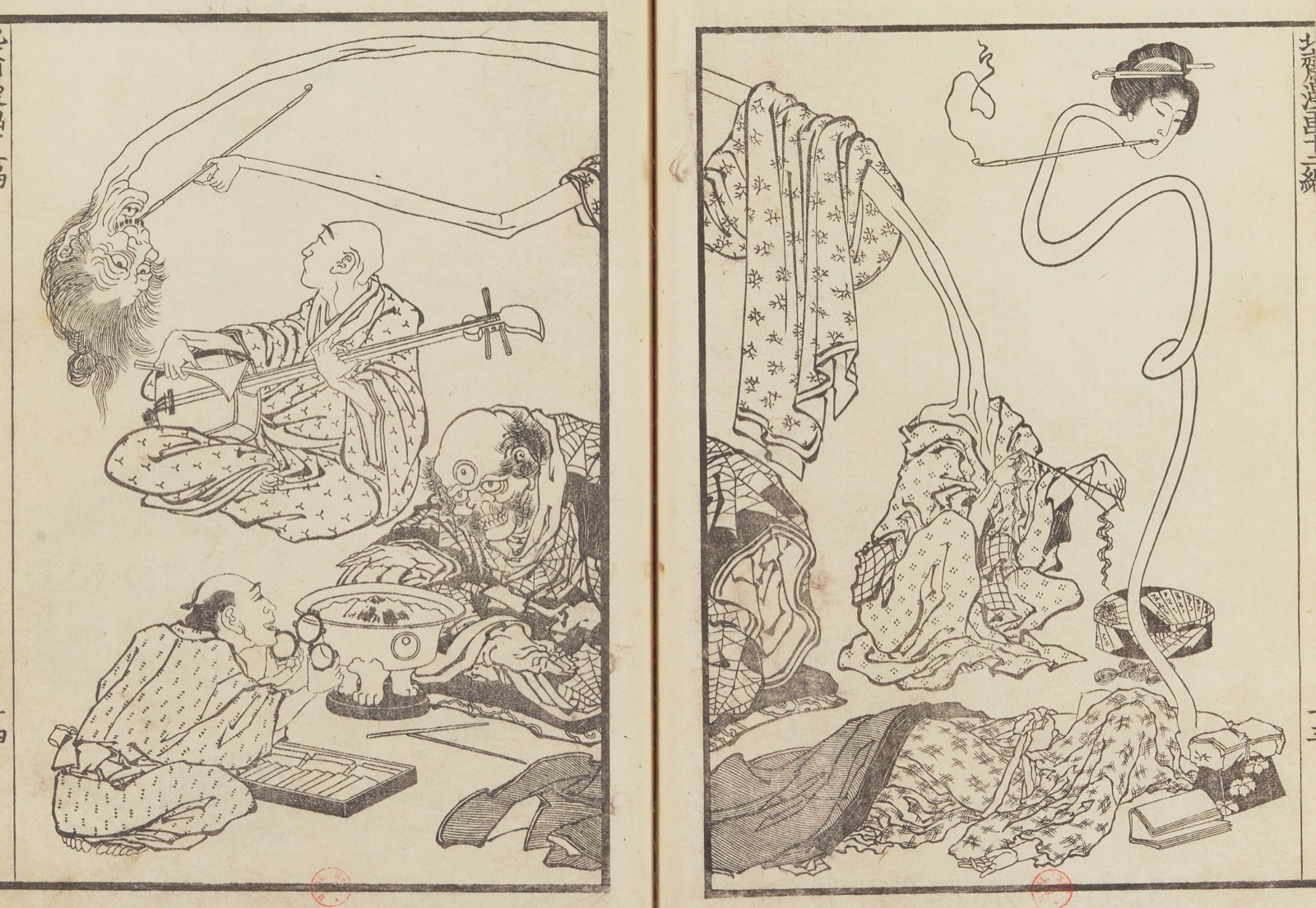 Monsters among everyday sketches — Katsushika Hokusai, Hokusai Manga vol. 12